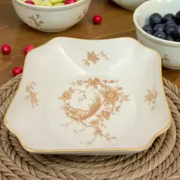 EXCLUSIVITE Limoges France "Chamart" Pattern Exotic Bird Flowering Branch Hand Painted Gold 1950’s