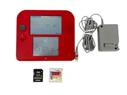 Nintendo 2DS Handheld Game Console Red w/ Game Charger SD Card NO STYLUS Tested