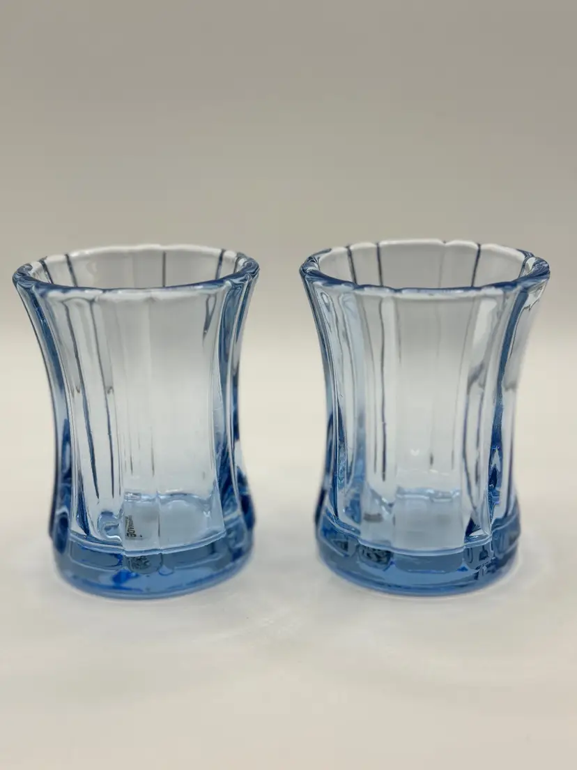 Vintage Mexican Blue Fancy Drinking Juice Glasses, Set of 2, Handcrafted, Made In Mexico