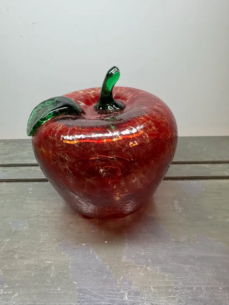 Glass Apple Paperweight , 6 In H x 5 In W