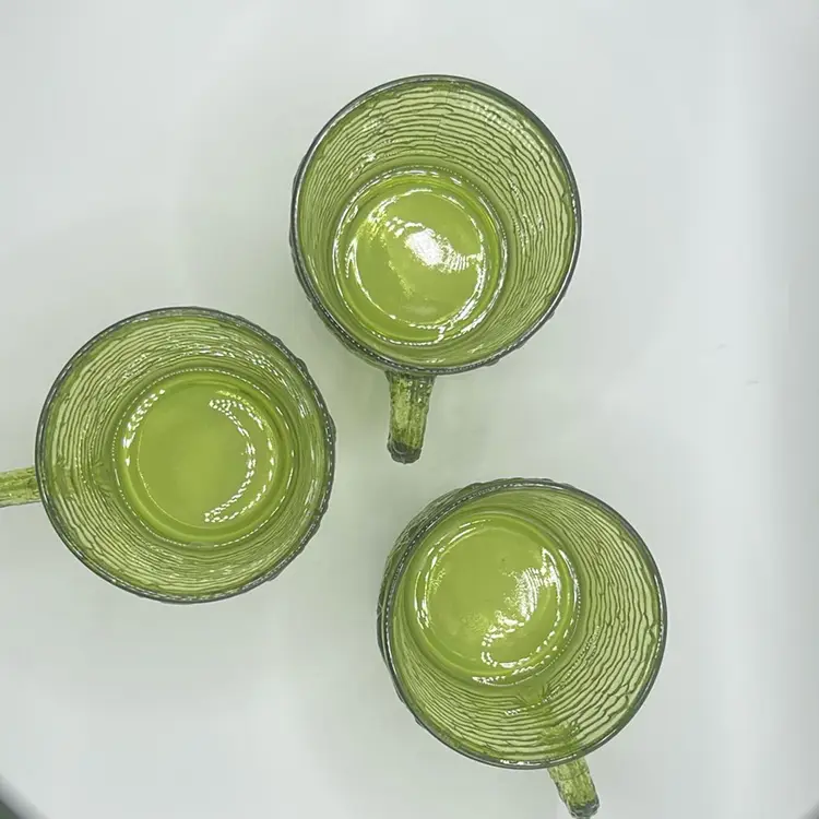 Vintage Arcoroc France Green Glass Teacups