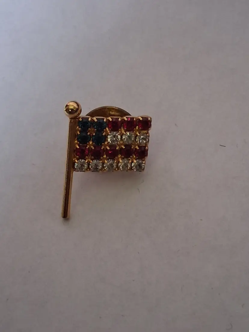 Mini Rhinestone American Flag Pin