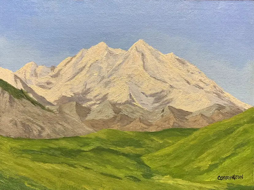 Unframed Original Oil Painting Mt McKinley Alaska 9x12