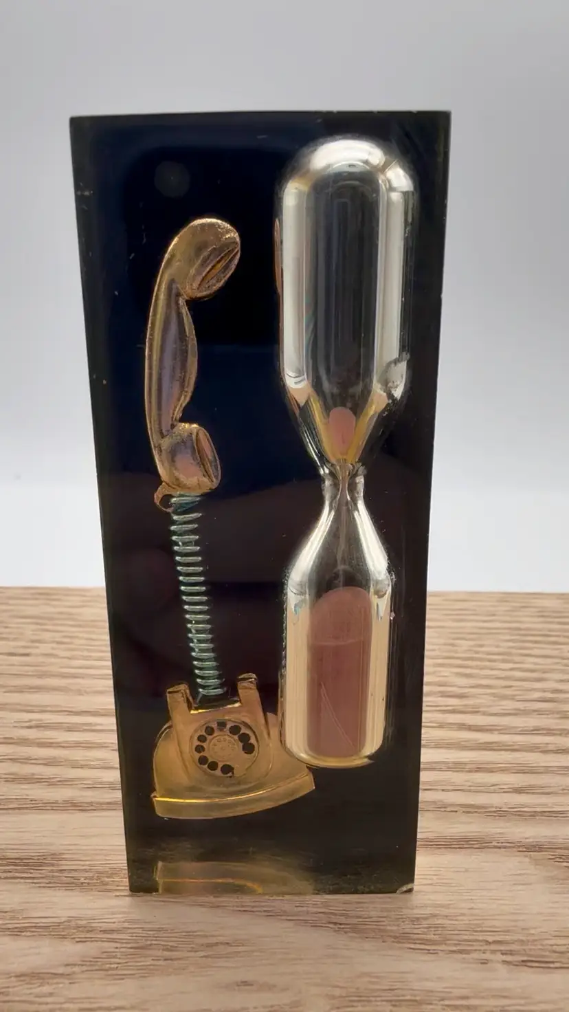 Lucite 1950’s Phone Call Hour Glass Egg Timer