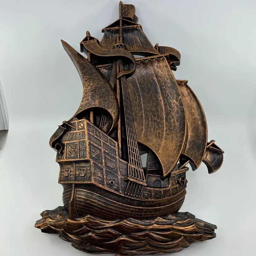Vintage 1970 Syroco Galleon Ship 18" 3D Wall Hanging