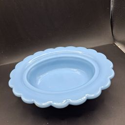 Vintage Westmoreland Blue Replacement Nest Scalloped Edge Basketweave Milk Glass