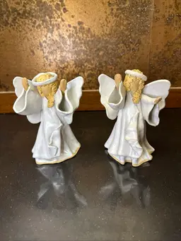 Pair Of Pottery Angels