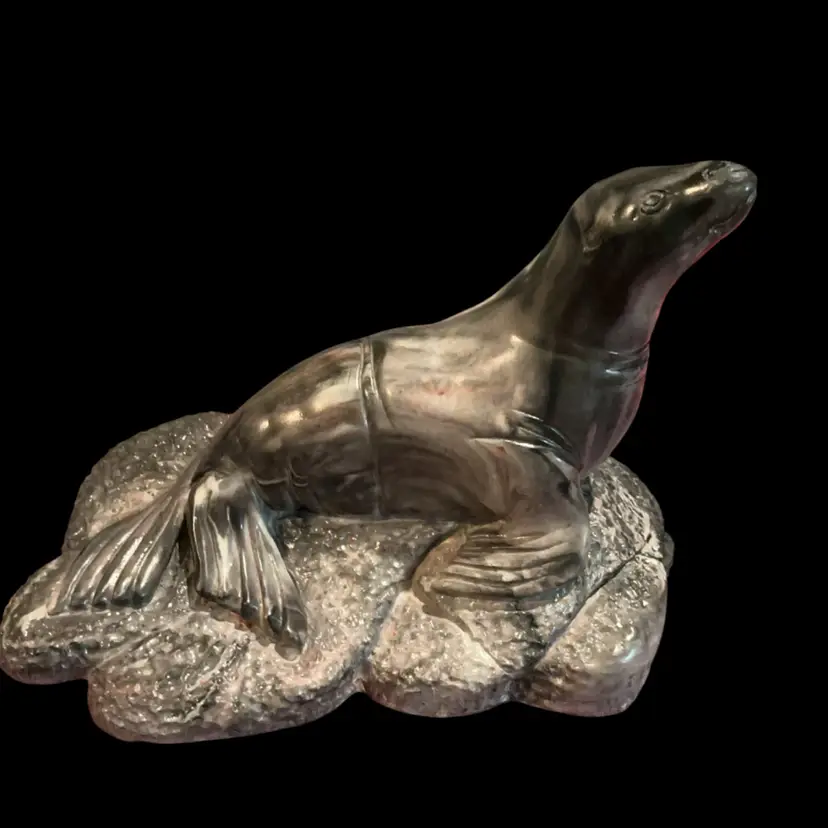 Beautiful Soapstone Seal/ Sea Lion Figurine. Heavy Weight.