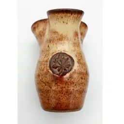 #88 Studio Pottery Syrup Pitcher/Pourer, Maple Leaf Embossed, Stamped "Maine" and "ACM