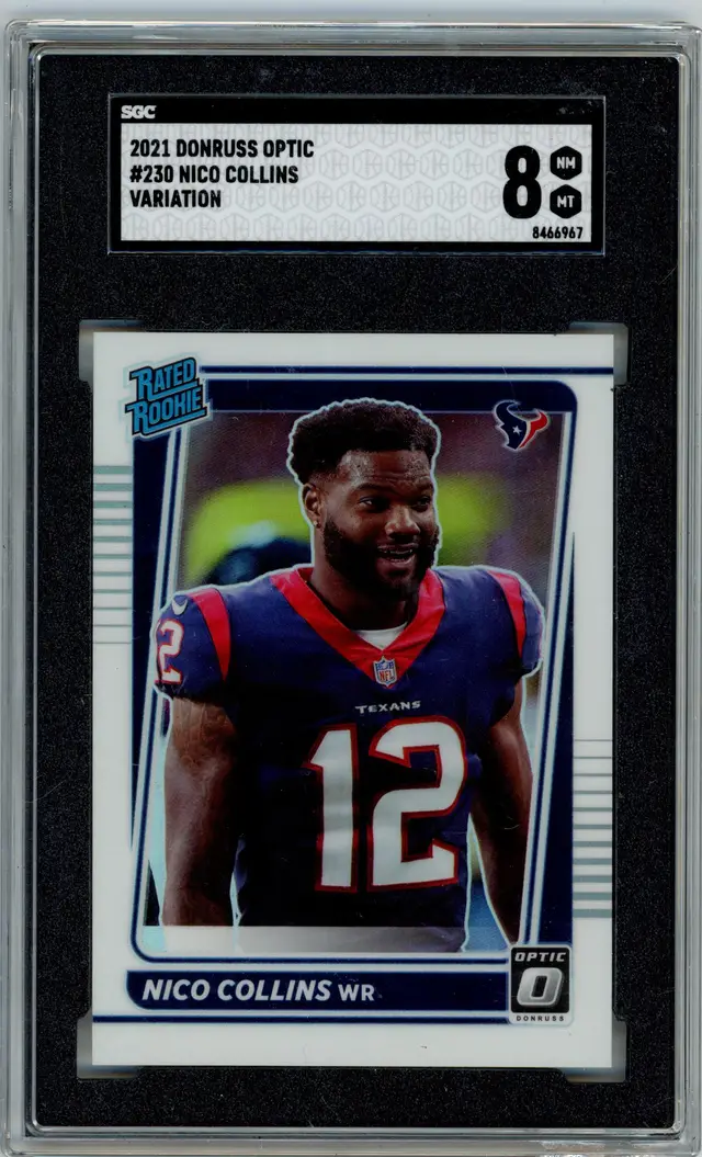 2021 Donruss Optic NICO COLLINS Rated Rookie Variation Prizm #230 TEXANS SGC 8 NM-MT