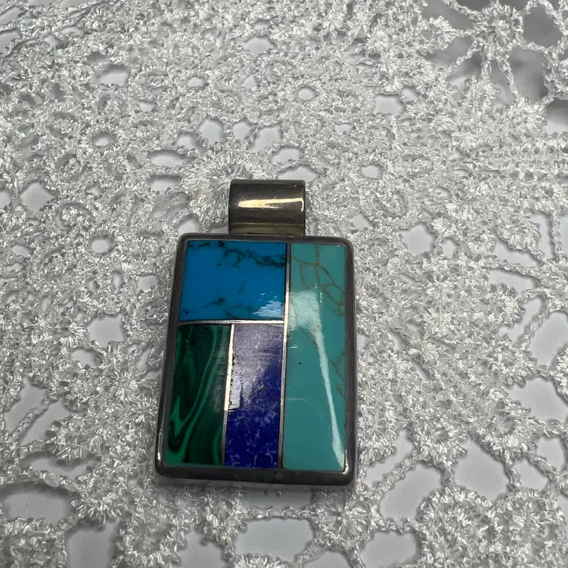 Sterling Mexico With Turquoise And Other Fem Stones, 18g, 1.75”