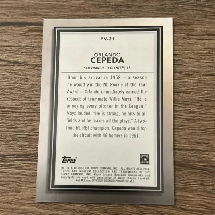 Orlando Cepeda 2024 Museum Collection Private Viewing Insert San Francisco Giants