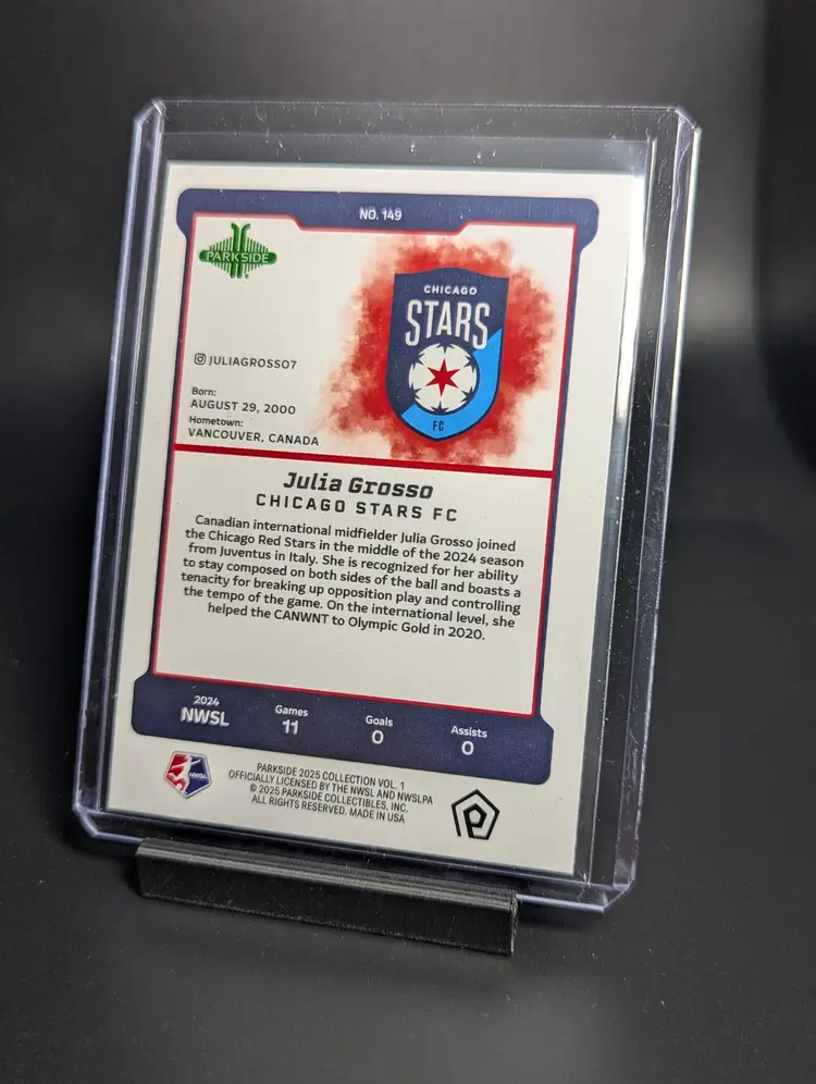 2025 Parkside NWSL Vol 1 Shimmer /100 Julia Grosso Chicago Stars