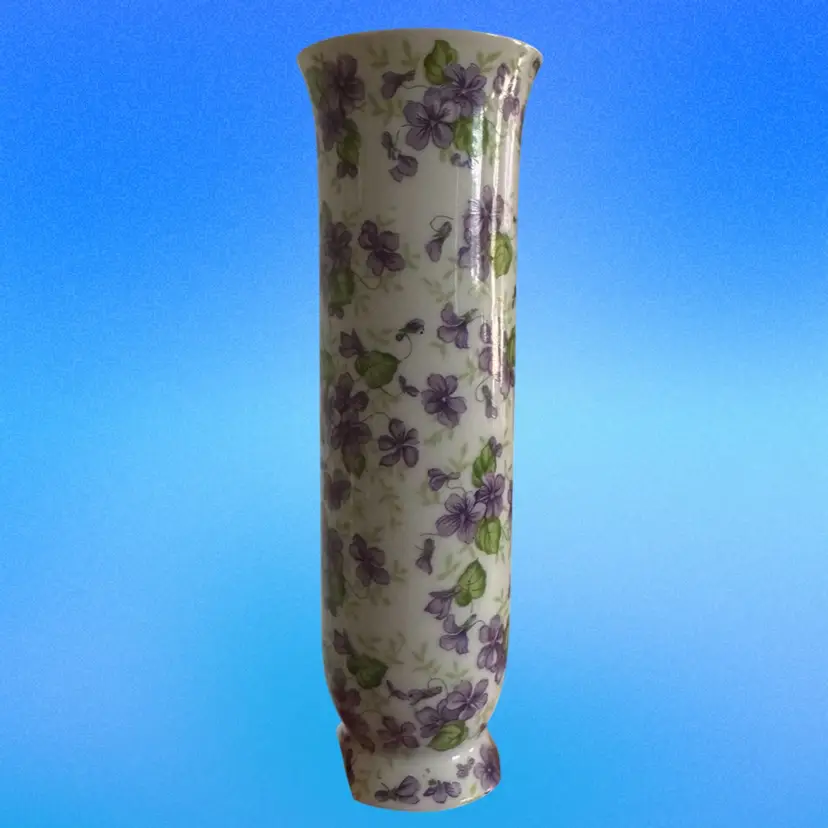 Lefton China Hand Painted Bud Vase Decorated With Violets