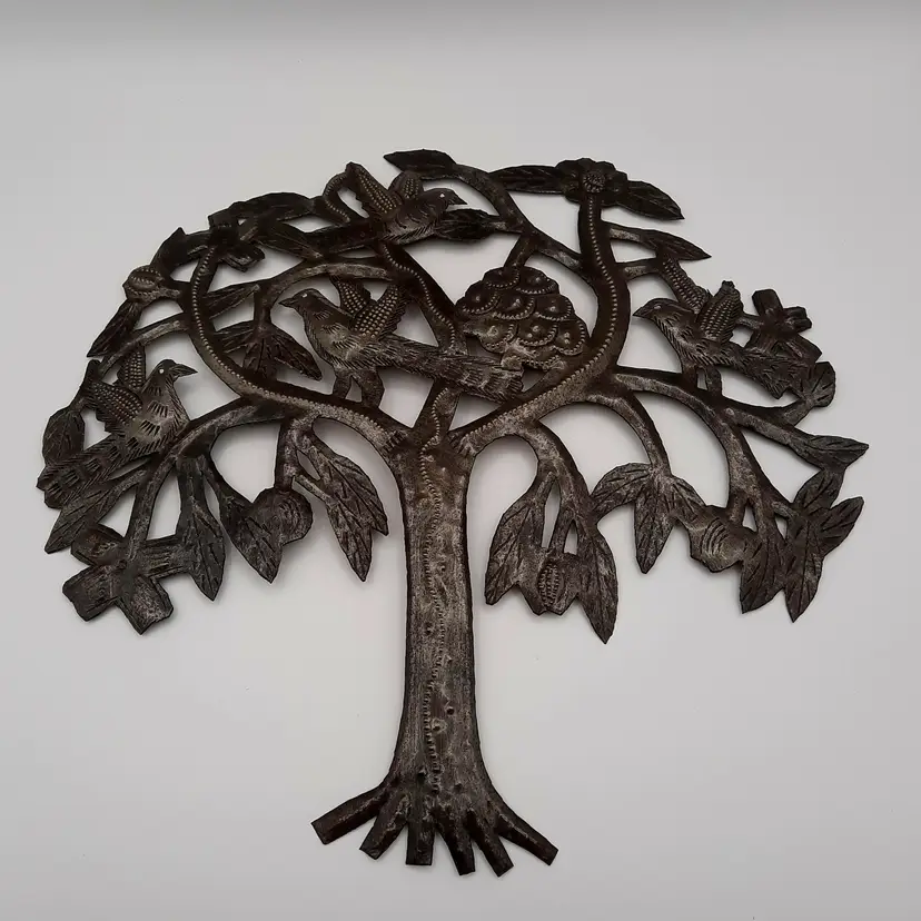 Haitian Metal Drum Art Tree Birds Wall Decor Tree Of Lifeer