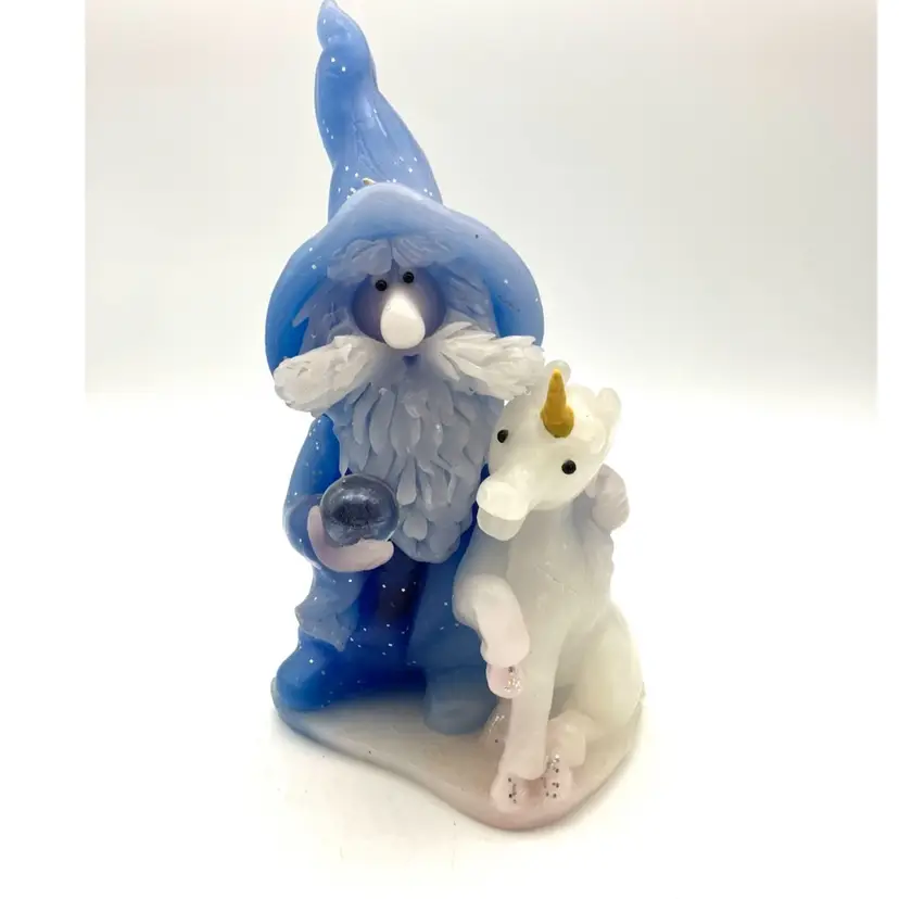 BIN - Northern Lights Candle Wizard And Unicorn - As Is