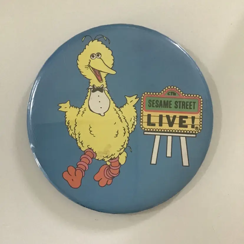 Vintage 90’s Big Bird Sesame Street Live Pinback Button 3.5".