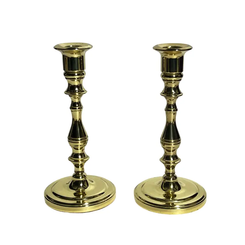 Vintage Taper Candle Holders Solid Brass Baldwin