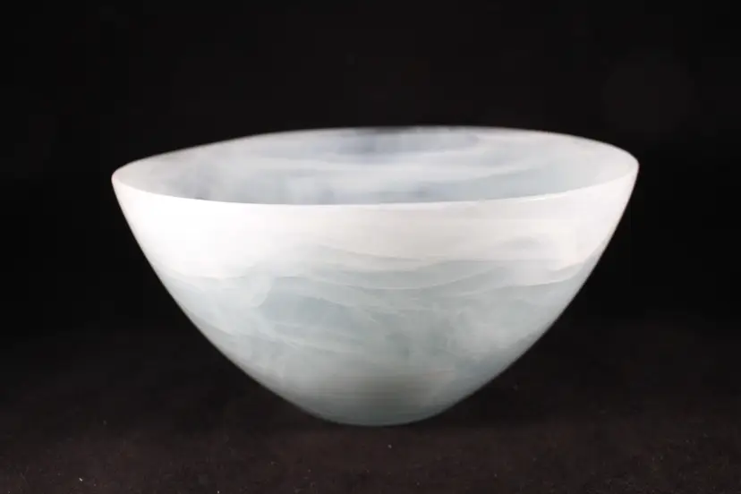 Pier 1 Alabaster Swirl Blue Aqua Glass Salad Bowl - 8” Wide