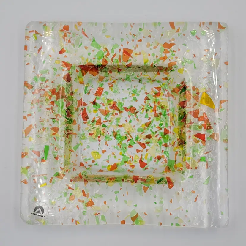 Acquachiara Murano Italian Confetti Glass Square Trinket Dish