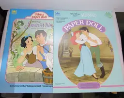 Vintage 1991 New Walt Disney The Little Mermaid/Snow White Paper Doll Books