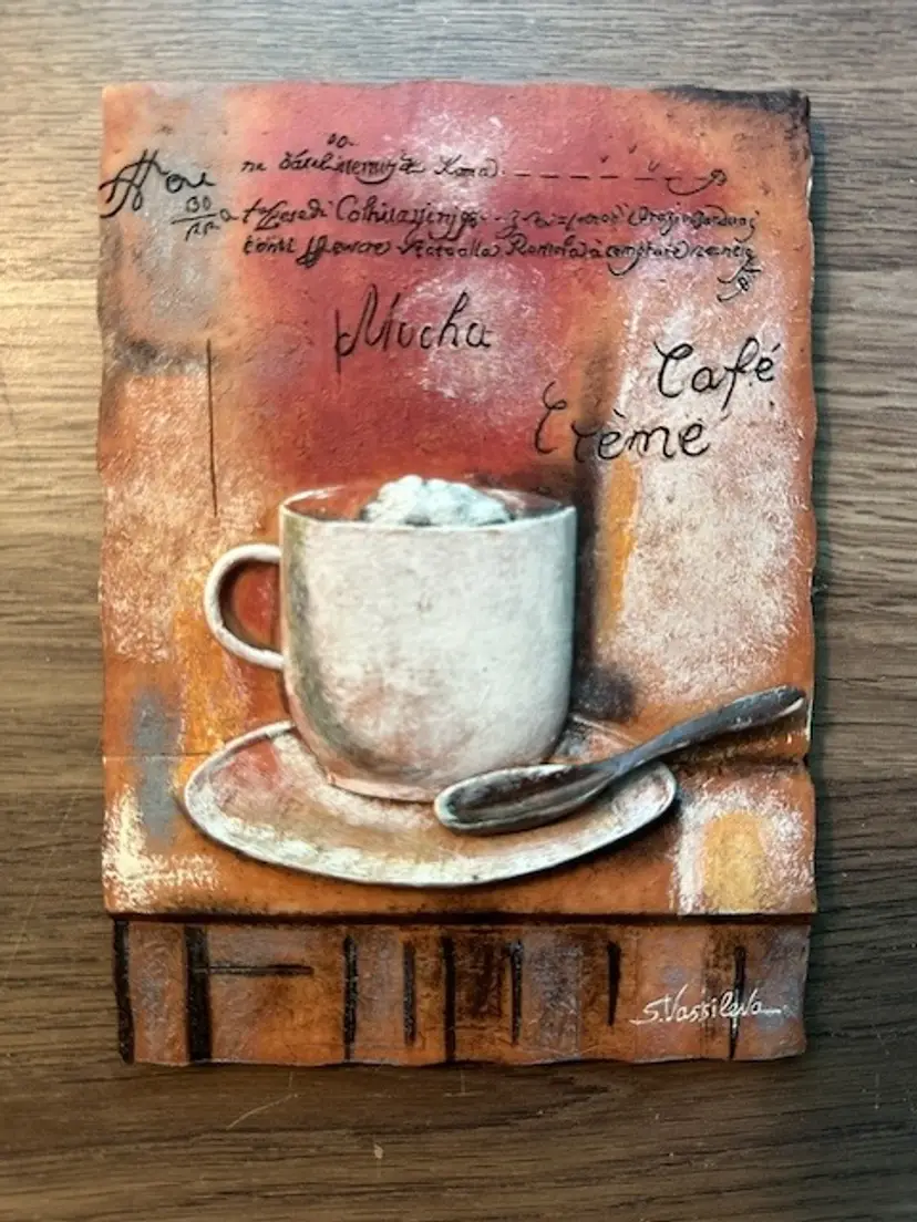 S Vassleva Cafe Cre’me 3D Slate Wall Art