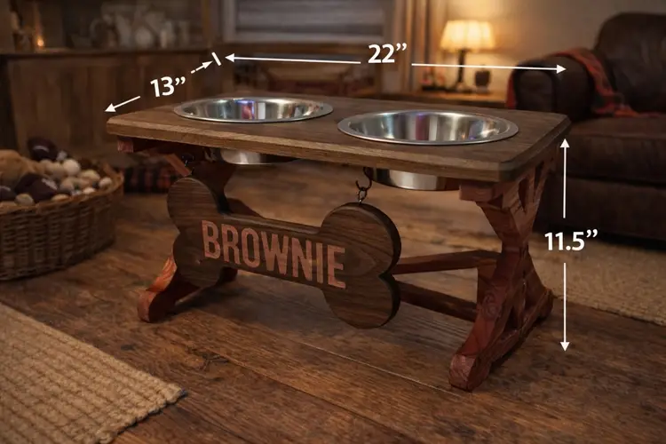 Elevated Dog Feeder – Personalized Wood Pet Bowl Stand with Stainless Steel Bowls- We Can Do Any Name!