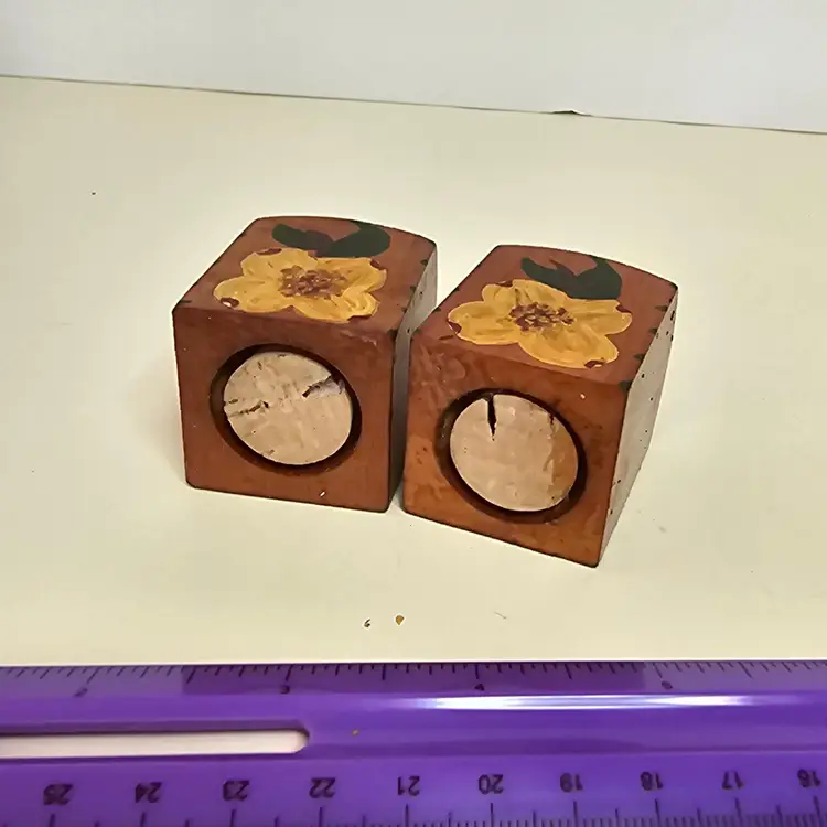 Vintage Wood Hand Painted Shaker Set