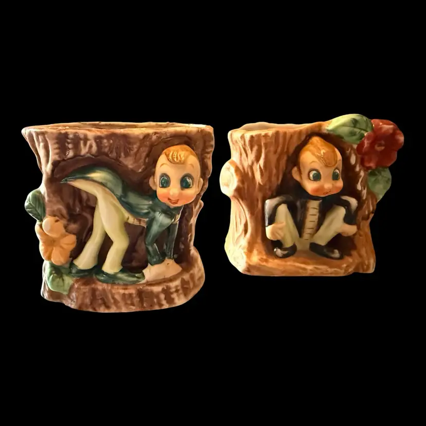Set of 2 Acme Made In Japan Kitschy Pixie Elf Bug Planters 4”x4”