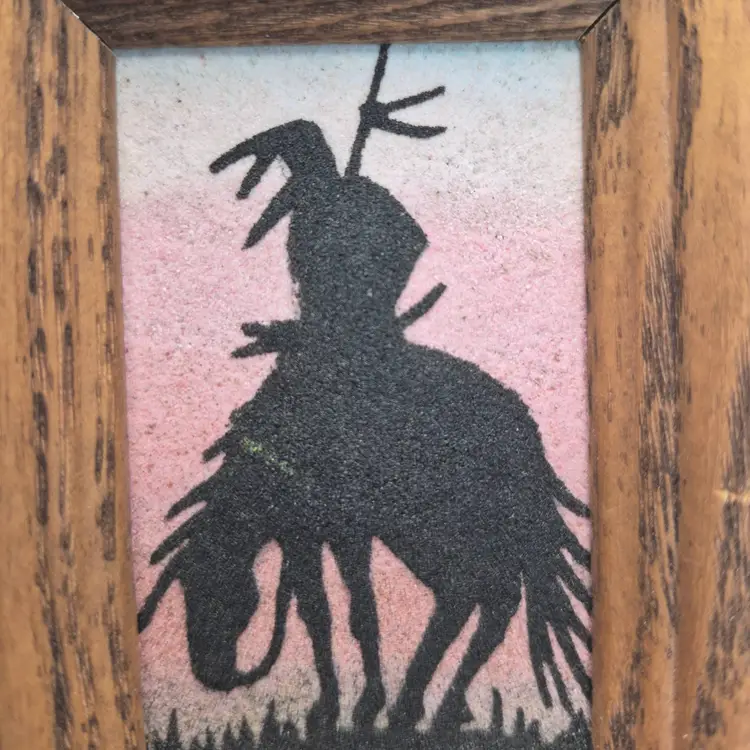 Mini Wood Framed Navajo Sand Art 3.5" x 4.5"