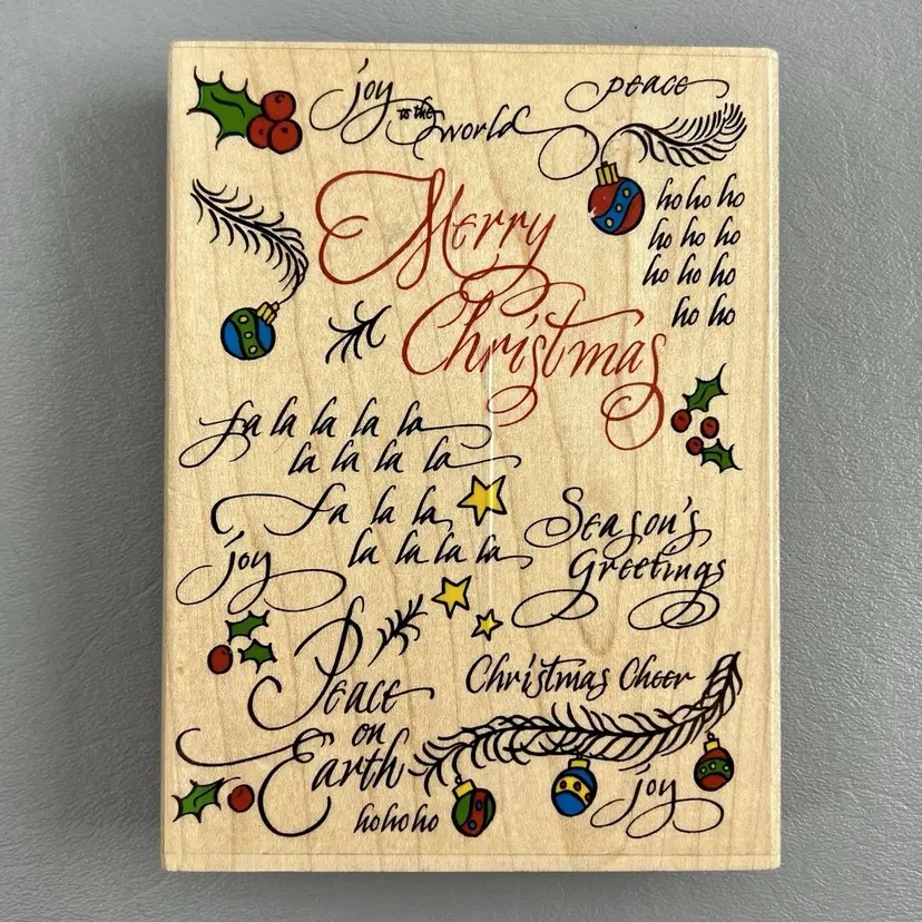 Rubber Stampede A2150R Christmas Background 4.25”x5.5” Wood Mounted Rubber Stamp