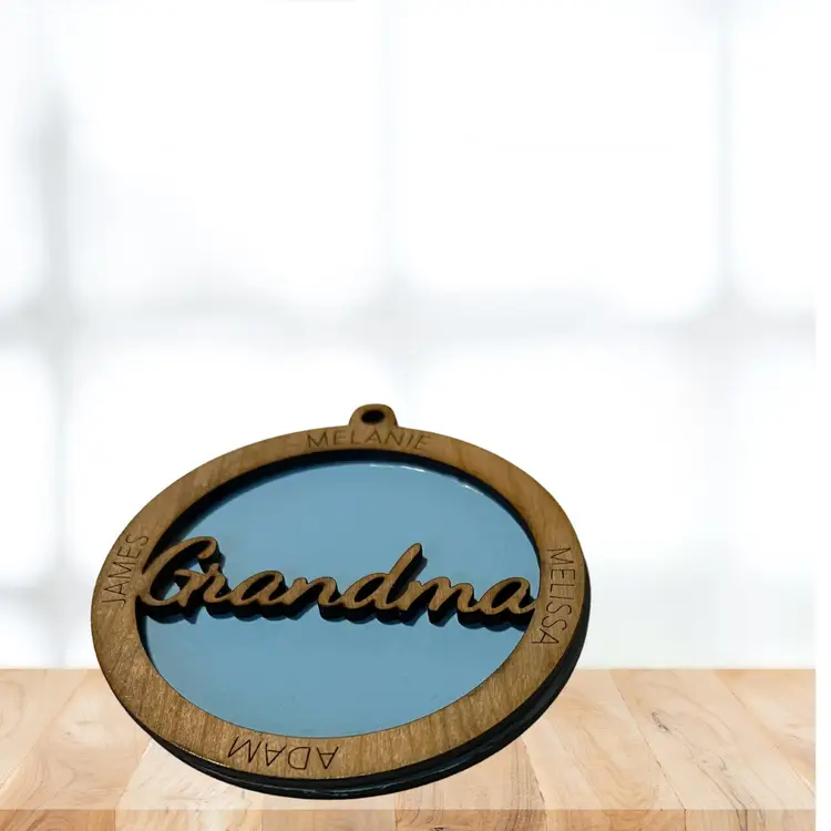 Personalized wood round ornament. These make great gifts and who dosen't like something that is personalized. Please message me with what you would like and if you would like the background painted or stained. This is a laser cut item.