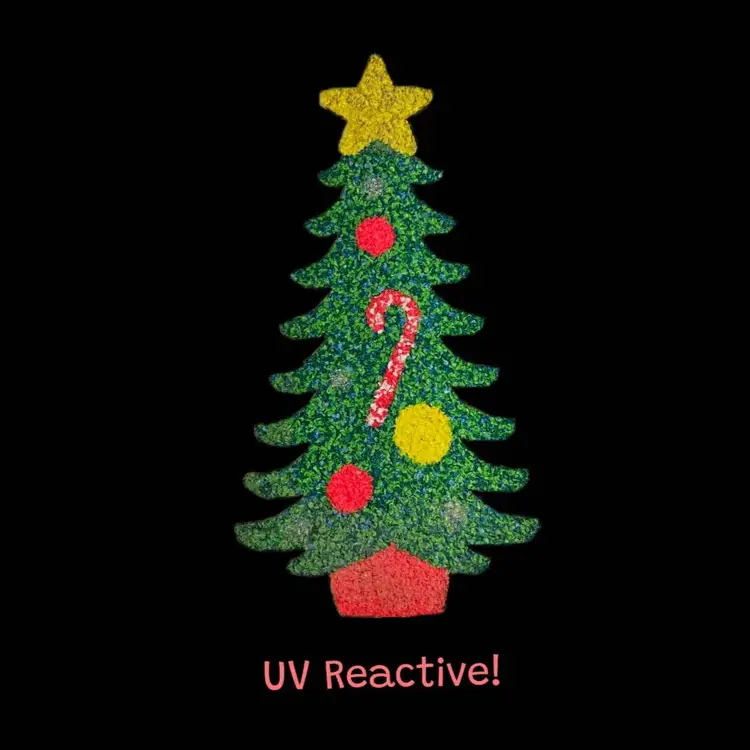 29"T × 15.5"W Vintage Very Tall Melted Popcorn Plastic Decorated Christmas Tree With Star Ornaments & Candy Cane