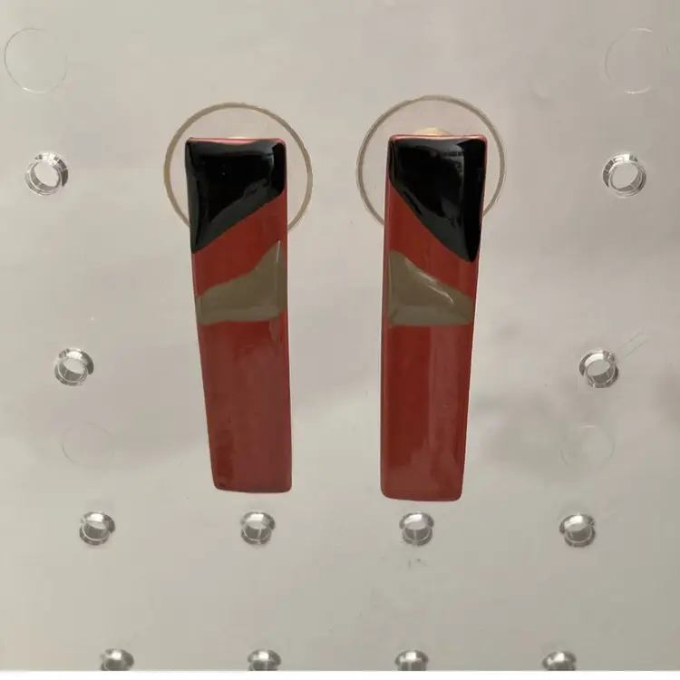 Southwestern Geometric Enameled Metal Earrings In Earth Tones