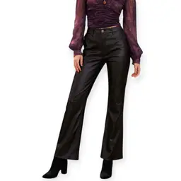 Joie Women's 12 Faux Black Leather Straight Leg Pants Whimsigoth Biker Rocker