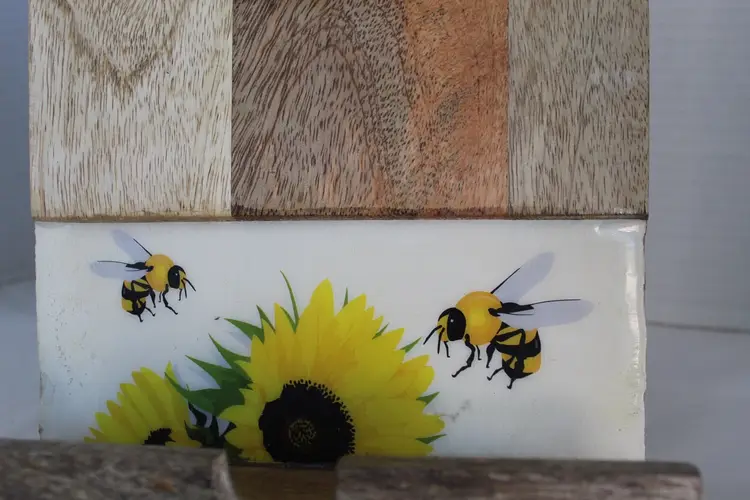 Lexi Home Mango Wood Sunflower Bee Cookbook Holder