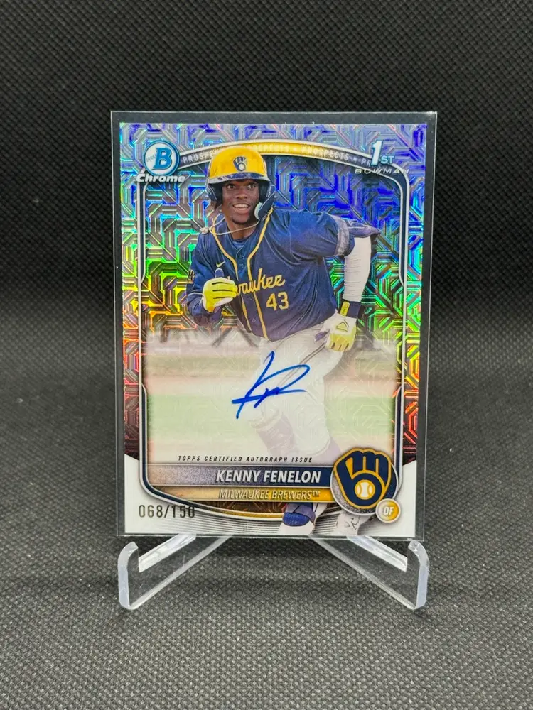 Kenny Fenelon 2025 Bowman Chrome 1ST Bowman Auto 68/150 Milwaukee Brewers