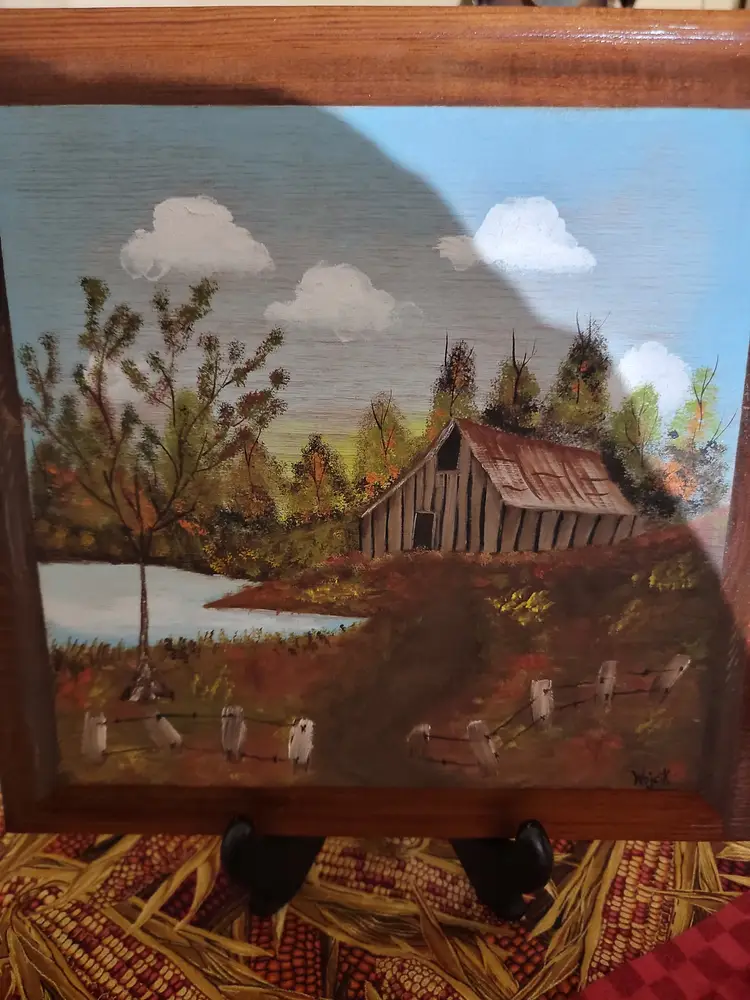 Autumn Landscape Painted on Wood