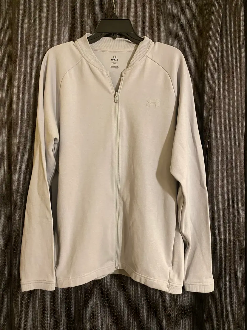 Under Armour Men's Size Medium Fitted Gray Full-Zip Sweatshirt Jacket