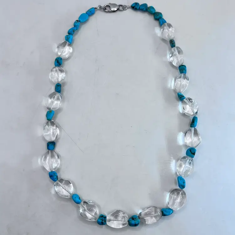 Vintage Lodolite Beads with Genuine Turquoise Necklace