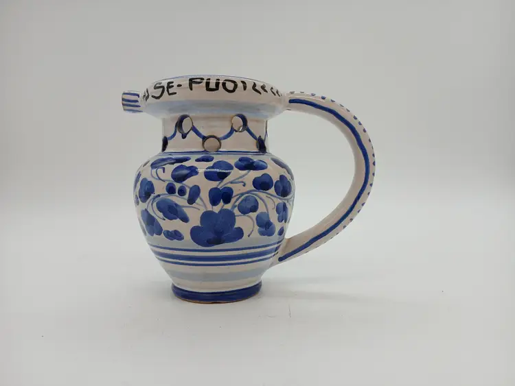 Blue and White Italian "Drink If You Can" Pitcher