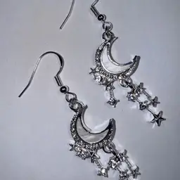 Moon & Stars Eclipse Charm Handmade Dangle/Fishhook Earrings