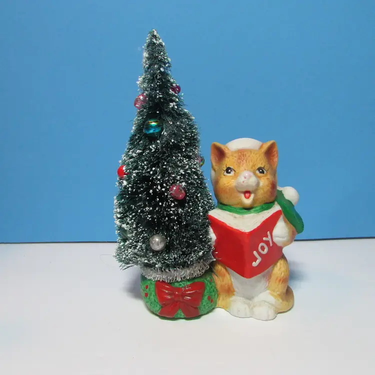 vintage ceramic carling cat up-cycled Christmas tree decor