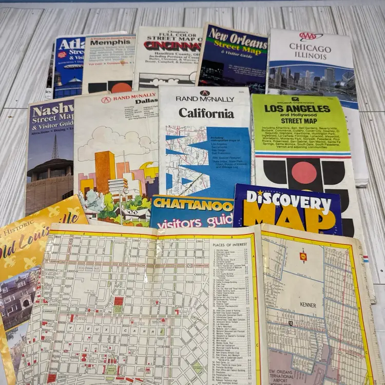 Lot Of 13 Vintage Road maps For Display Or Crafting