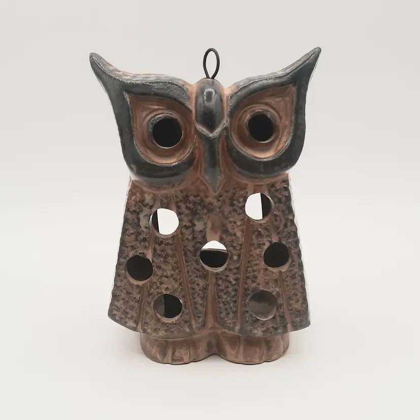 Brown Owl Tealight Votive Hanging Candle Holder