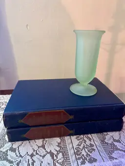 Vintage Frosted Green Glass Goblet – Flared Rim, Mid-Century Elegance