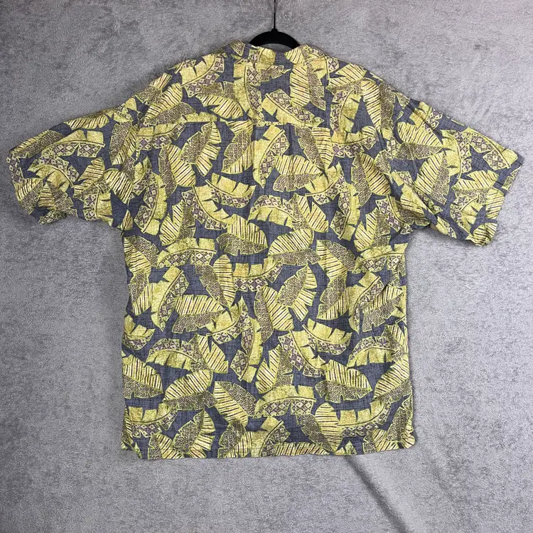 Tori Richard Hawaiian Shirt Men’s 2XL Gray Green Honolulu Leaf Print 100% Cotton Lawn Made in Hawaii
