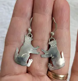 Vintage Sterling Silver Kitty Cat Earrings