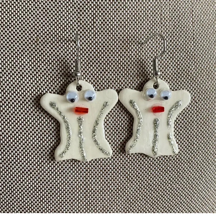 Kitshy Handcrafted Shrinky Dink GHOST Earrings