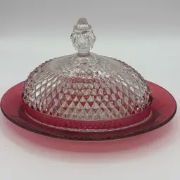 Vintage Indiana Glass Diamond Point Butter Dish